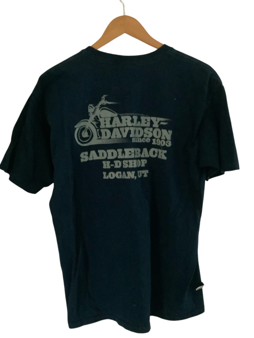 Harley-Davidson Black Short Sleeve Saddleback Logan UT Graphic Tee SZ LARGE
